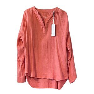NWT Karyn Seo Jasper Crinkle Gauzy Long Sleeve Top in Poppy Red Sz. M